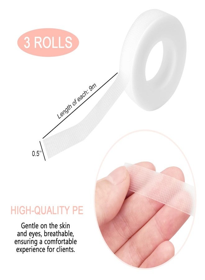 Quacc 3 Rolls White Eyelash Tapes Adhesive PE Micropore Breathable Lash Tape for False Eyelash Patch, Beauty Salon, Makeup Artist, Lash Tech (0.5inch x 10Yard) - Image 2